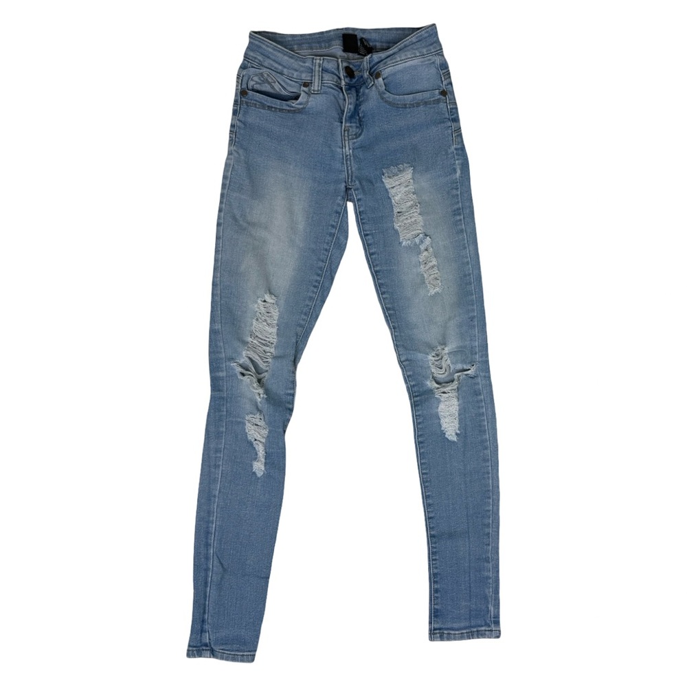 FASHION NOVA Women's Distressed Blue Jeans